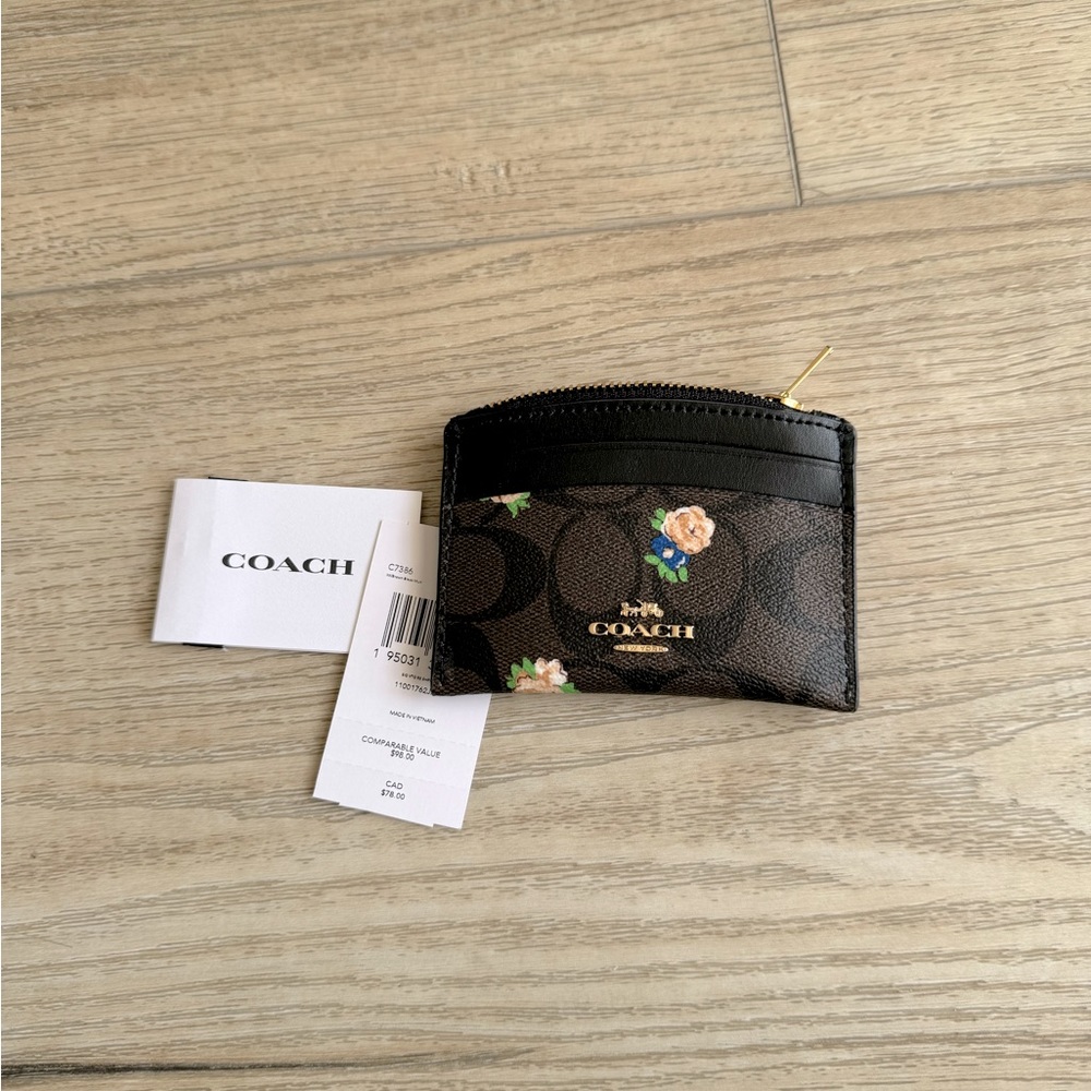 Coach Signature Floral Card Wallet - Picture 3 of 4